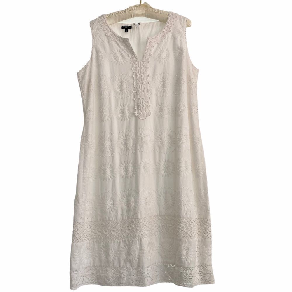 Talbots White Eyelet Embroidered Sleeveless Dress